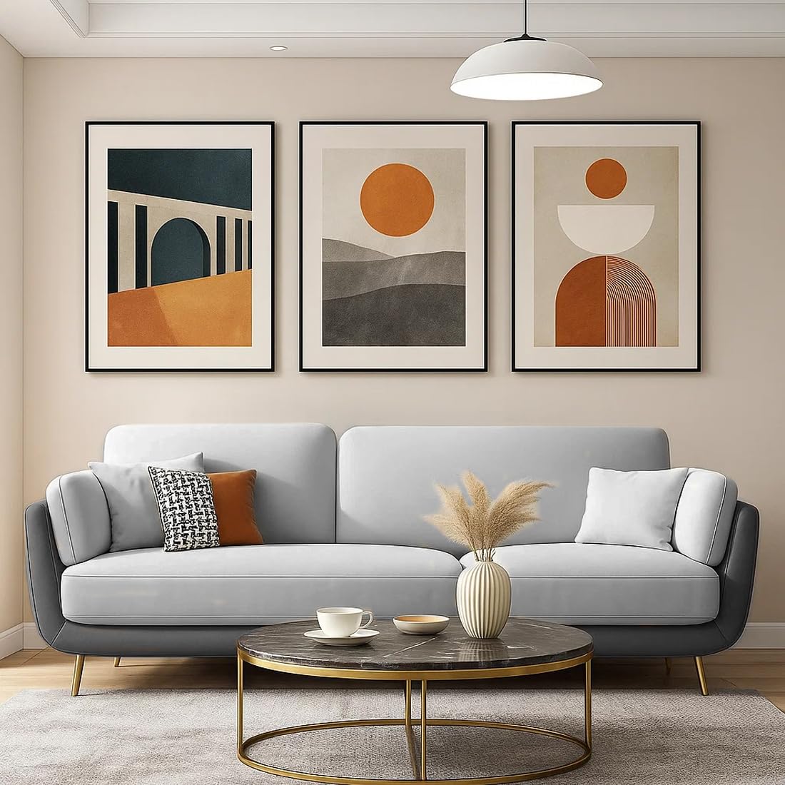 FURNY Western 3 Seater Fabric Sofa Set for Living Room, Hotels & Office