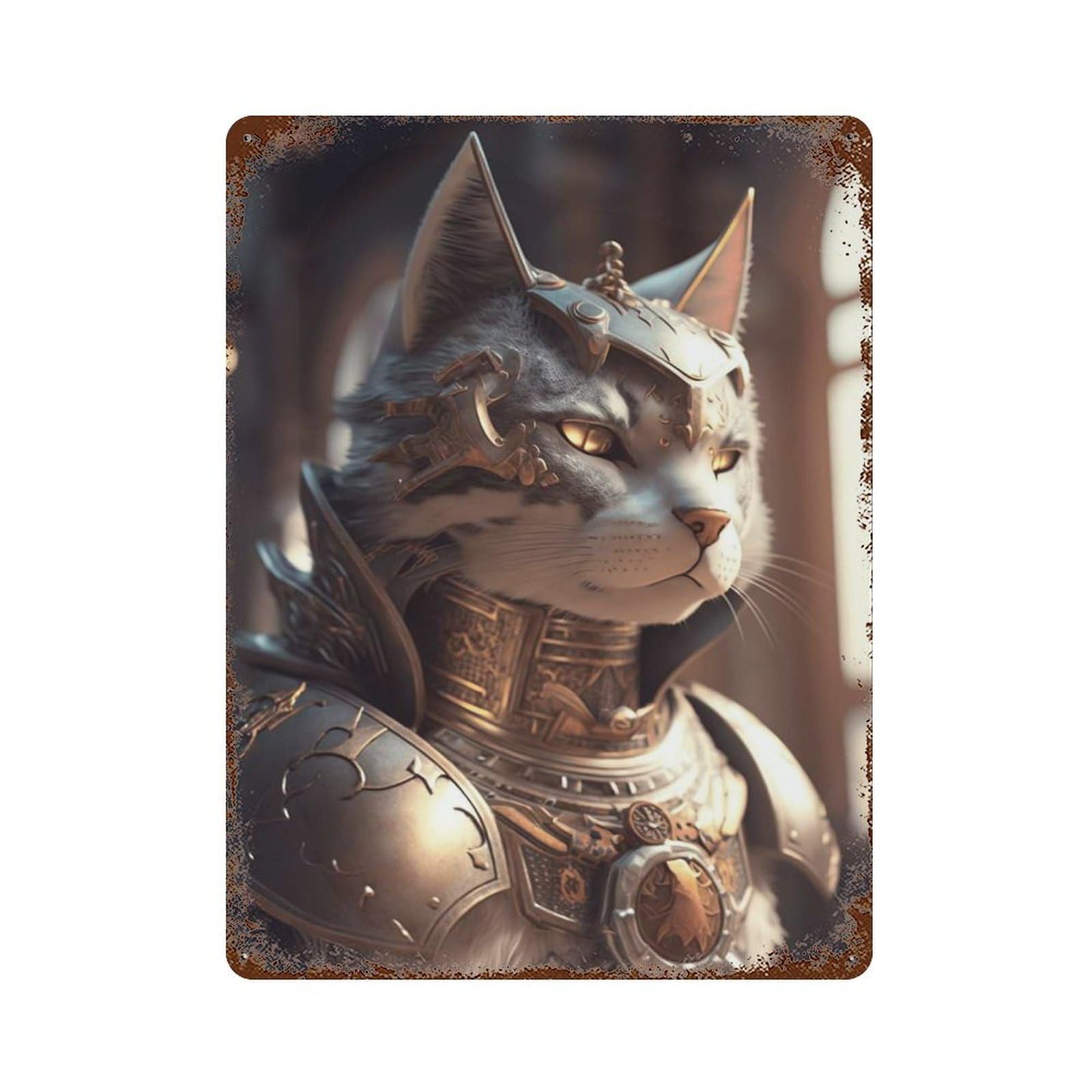 Abstract Cat Fantasy Vintage Wall Sign 15.7"x11.8", Rust Effect Metal Decor for Farmhouse, Kitchen And Entryway Decor