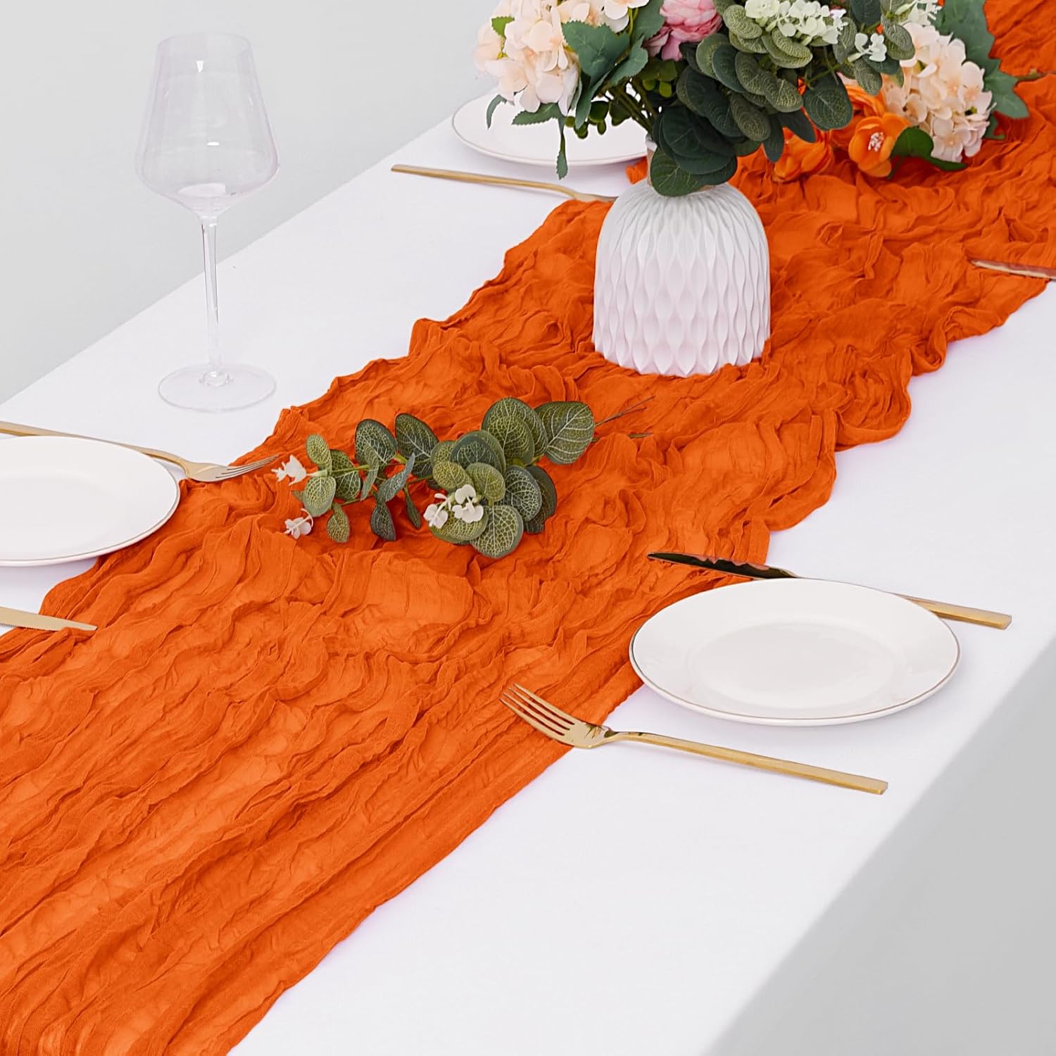 15 Pack Orange Cheesecloth Table Runner 17 x 108 inch Cheese Cloth Table Runners 9ft Orange Table Runner Rustic Romantic Sheer Gauze Runner for Wedding Party Baby Shower Table Decoration