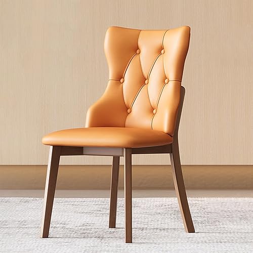 Upholstered Dining Chairs with Backrest,Kitchen Chairs Leather,Living Room Chair with Wood Legs for Home, Restaurant, Hotel, Conference Room, Orange