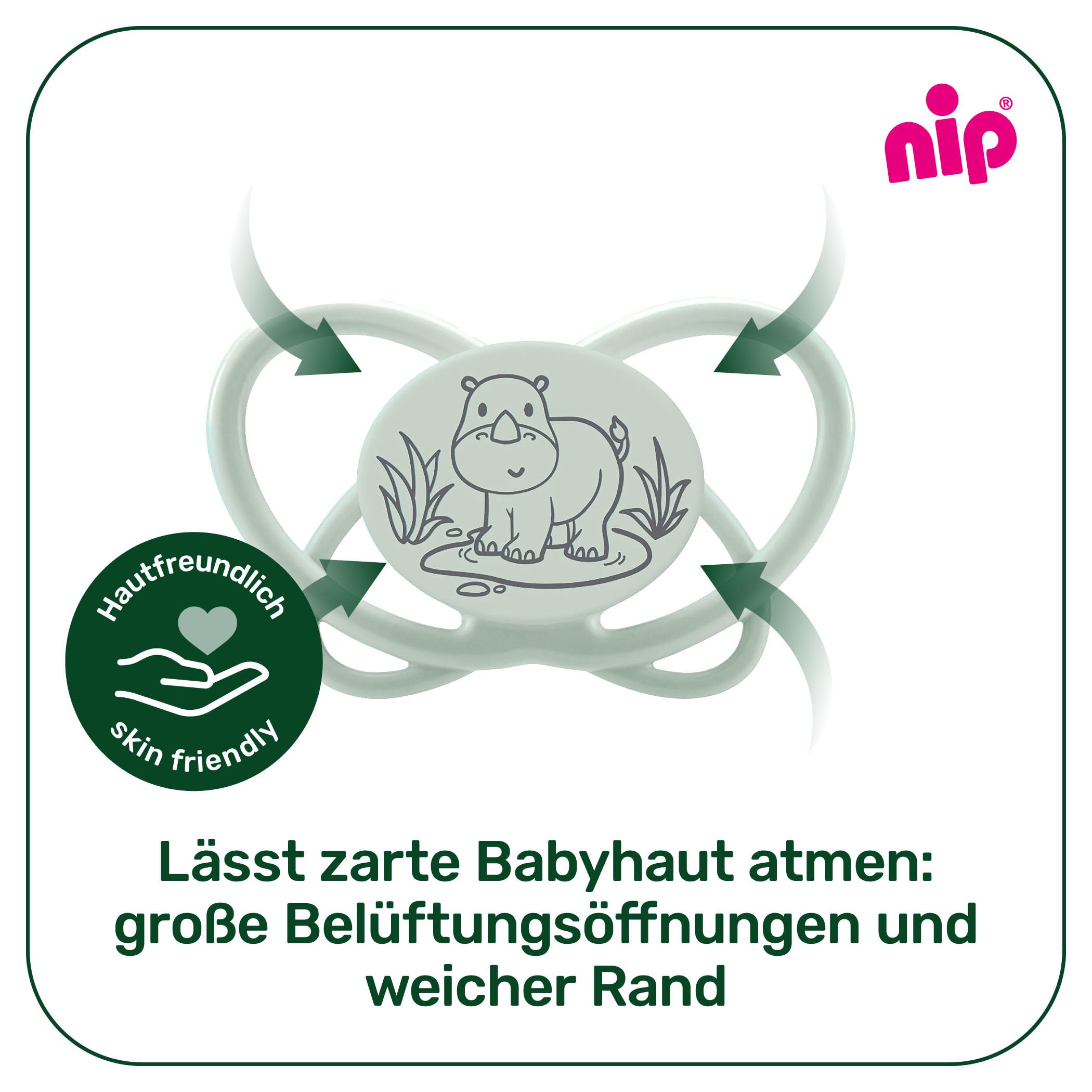 nip - Butterfly | 16 – 32 mesi | Ciuccio per neonati adatto all'allattamento e permeabile all'aria per bambini. Ciuccio sostenibile con tettarella in silicone morbido, con scatola per ciuccio, 2