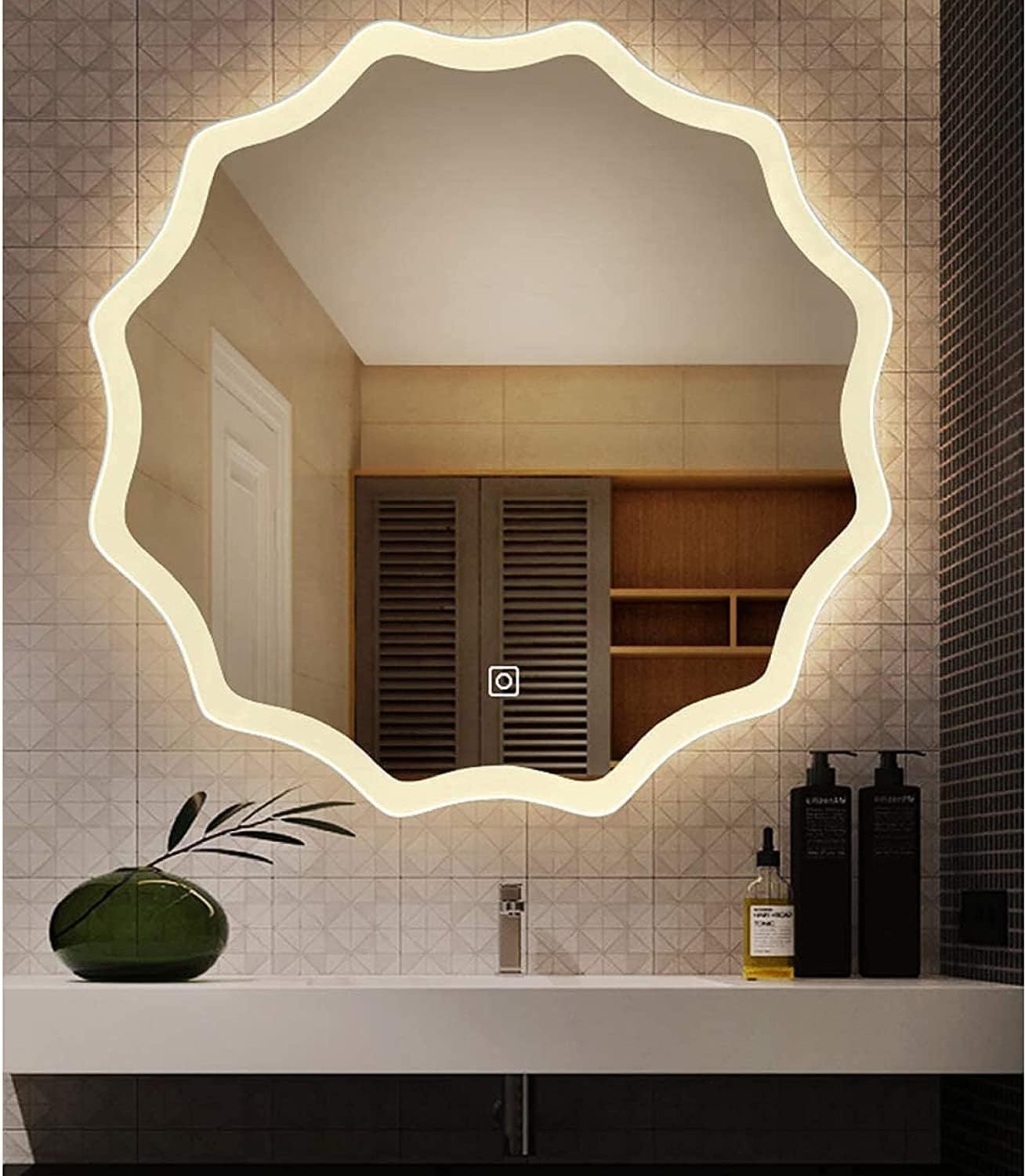 INFUSION DEKORS Beautiful Modern LED Glass Mirror Imported Touch Sensor LED Home Mirror for Home | Office | Bedroom | Drawing Room | Bathroom (18 * 18 Inch)-image-14