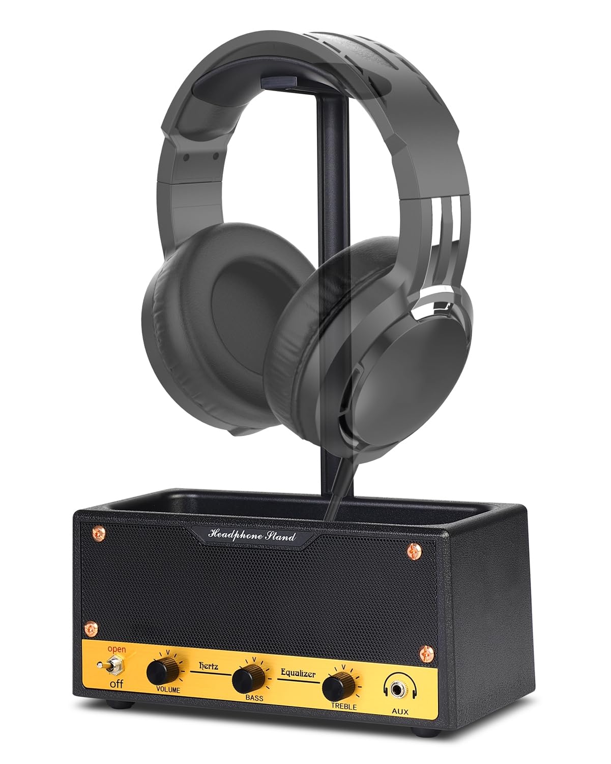 Lesdexzz Headphone Stand, Cable Storage, Music Decor, Metal Texture Black