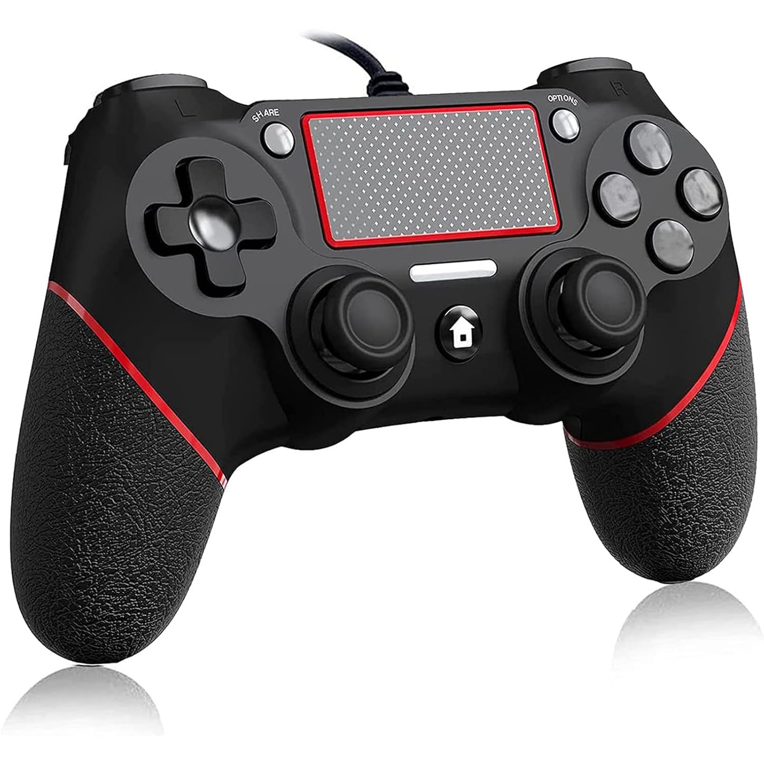 P4コントローラー 有線 プレステ4 ゲームパッド アップグレード版 USB接続 二重振動 人間工学 高耐久ボタン P3/PC/P4/対応 日本語説明書付き (ブラックレッド)