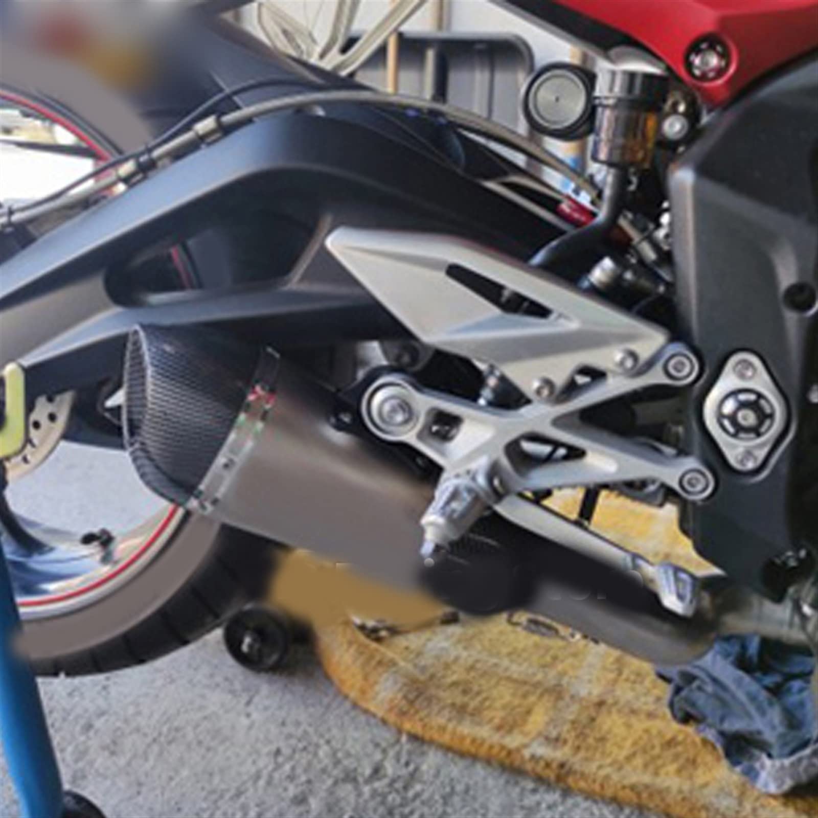 HEATE Modifizierter Motorradauspuff, 51 Mm Schnittstelle, Mittleres Verbindungsrohr, Katalysator-Löschrohr Für Triumph Street Triple 765S/R/RS 2017 2018 2019 2020 2021 Zubehör