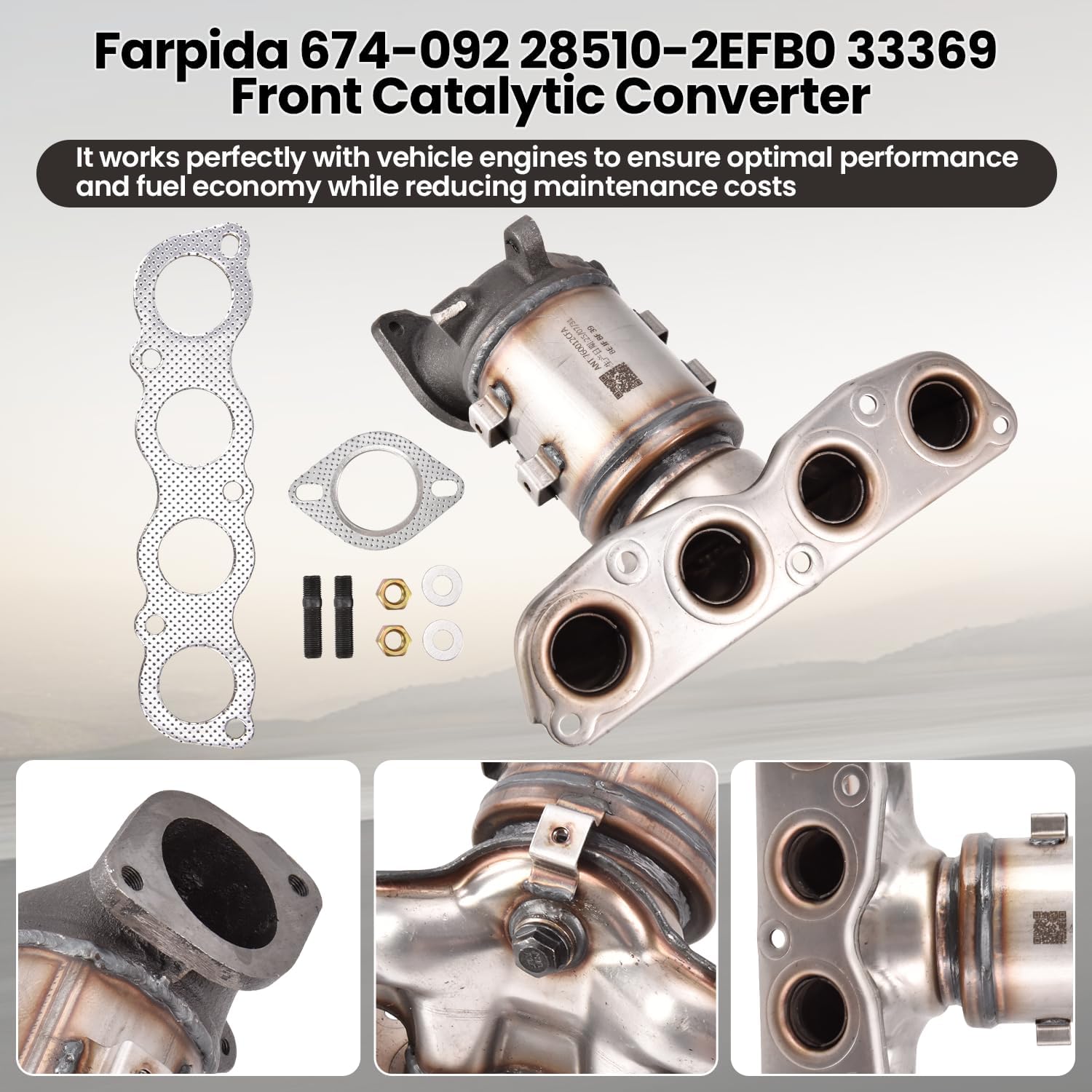 674-092 Front Catalytic Converter Fit for Hyundai Elantra 2.0L 2017-2020, for Kia Forte&Forte5 2.0L 2017-2021, Replace 28510-2EFB0 28510-2ESA0 28510-2ESB0 327-10007 327-10170 33369