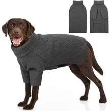 Dog Sweater Large Size Dogs, XL Dog Sweaters for Winter, Extra Large Breeds Girl Boy Pullover, Pet Knitted Knitwear Fall Sweatshirt for Pitbull, Labrador Retriever, Grey X-Large