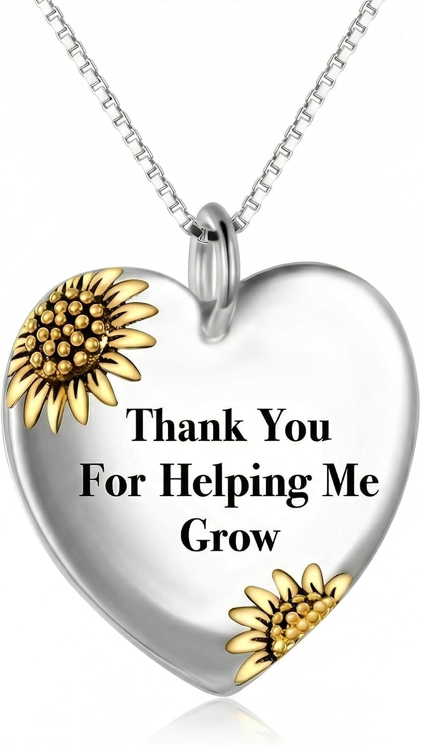 Sunflower Heart Necklace - Inspirational Jewelry Gift for Women, Mom, Daughter, Sister, Best Friend, Girlfriend Birthday Gifts