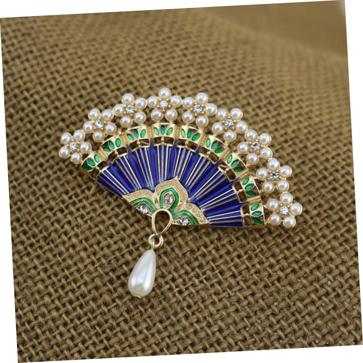 Fan Brooch Breastpin Pin Badges Blue