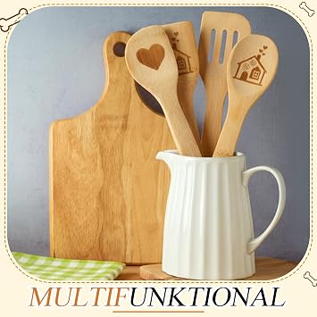 Geiserailie Set of 4 Housewarming Gift Wooden Kitchen Aid Set with Heart
