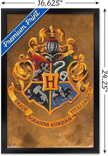Vista 66 de Trends International Póster de pared Harry Potter Hogwarts Crest, 22.375 x 34 Versión con marco negro