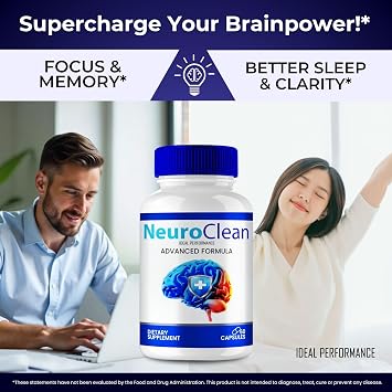 Neuro Clean Capsules, Official Neuro Clean Brain & Memory Supplement Pills, Advanced Nootropic Pills for Brain Health Support, All Natural NeuroClean Cognitive Health & Function Reviews (2 Pack)