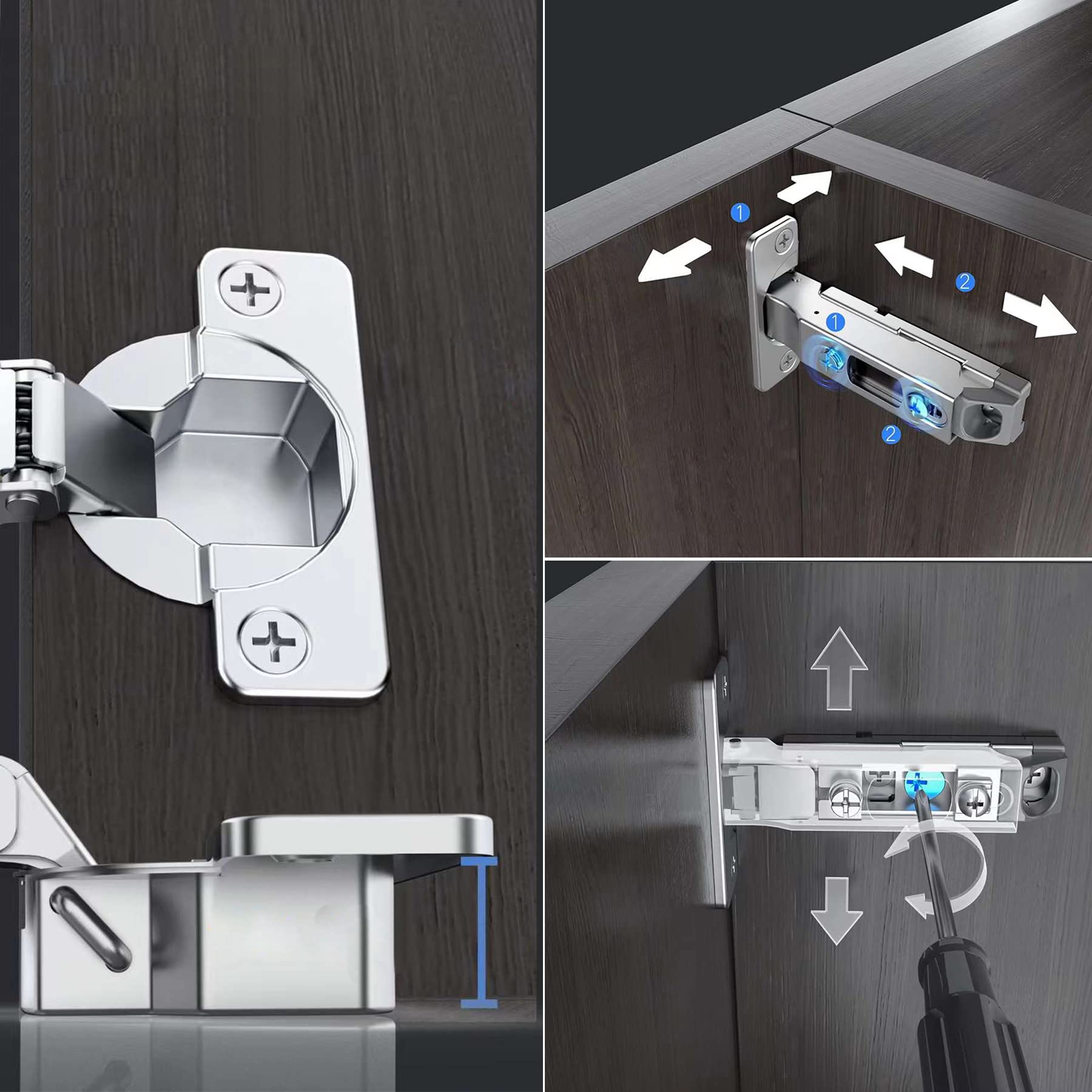 Cerniere Ammortizzate Per Ante Cucina - 4 Pezzi, Soft-Close, Acciaio Inox, Per Mobili E Armadi Universali - Foto 2