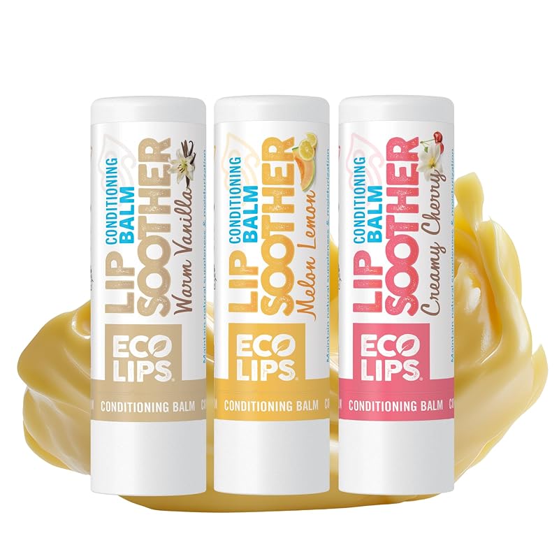 Eco Lips Bálsamo Labial Lip Soother, Pacote com 3, 0,15 oz