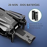 Vista 6 de Dron con cámara - Drone con pantalla en el controlador para principiantes, cuadricóptero de control remoto plegable con control de gestos, giro 3D