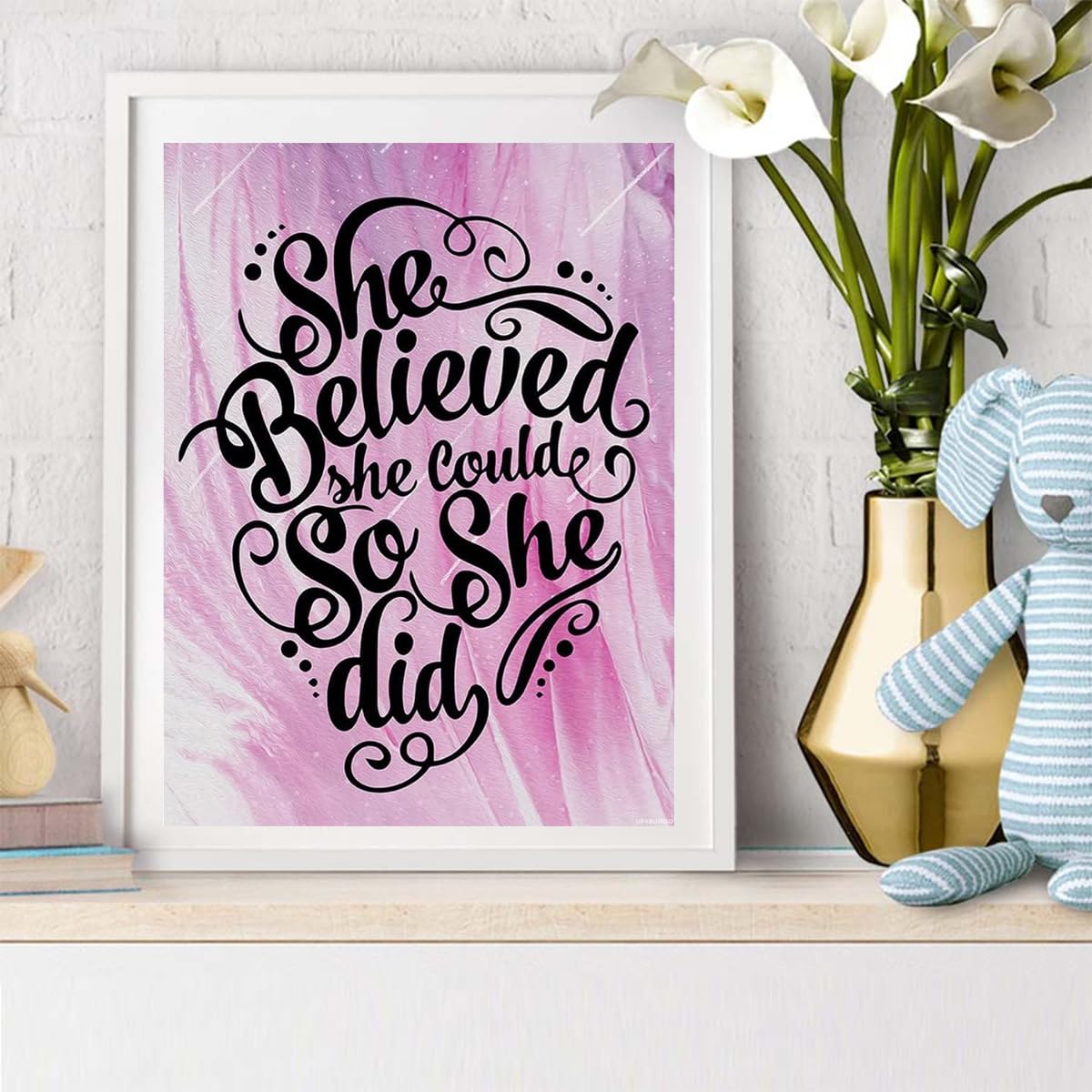 UPABLUNSO Malarstwo diamentowe inspirujące cytaty She Believed She Could So She Did zestaw dla dorosłych diamentowy obraz według numerów zestawy klejnotów sztuka ścienna dekoracja domu 30 x 40 cm
