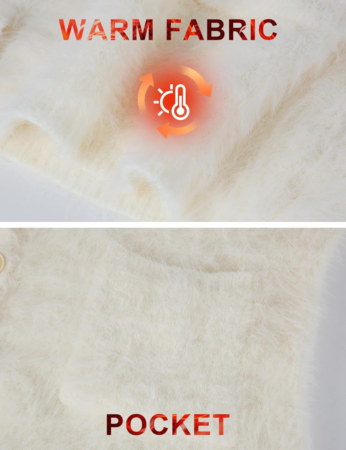 Women's Chunky Fuzzy Cardigan V Neck Slouchy Mohair Sweaters Long Sleeve Button Down Knit Furry Sweater Coat - Image 6