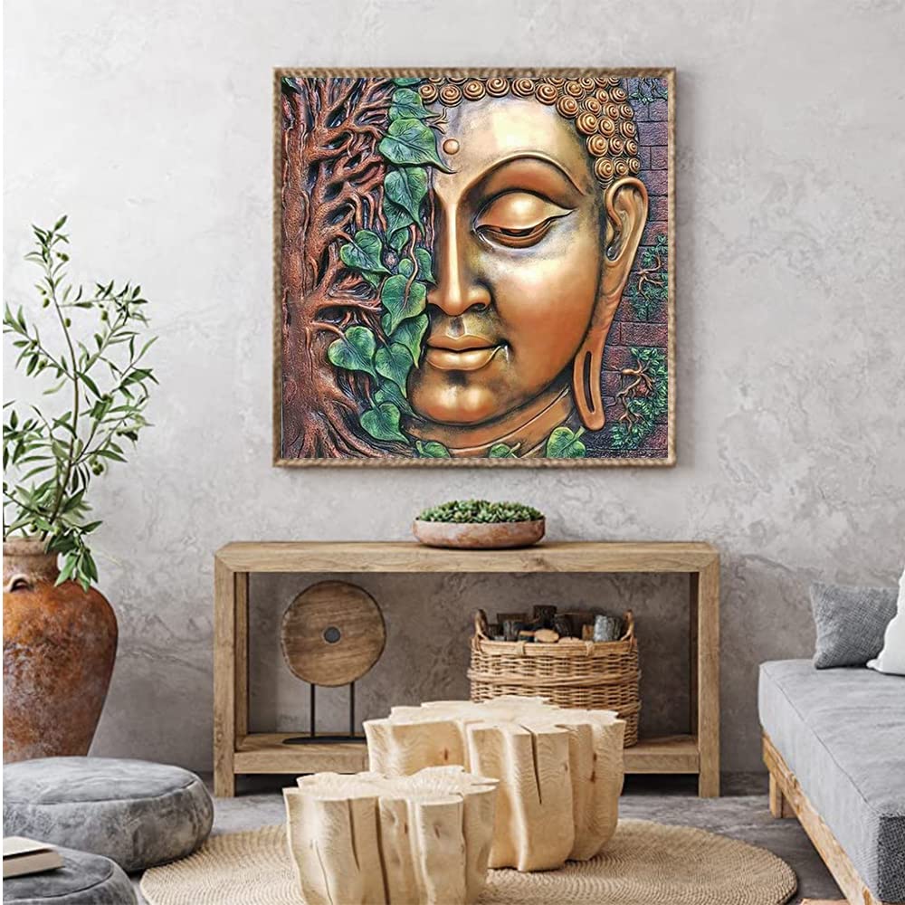 DCIDBEI 5D Diamond Painting Kit – Buddha Colorato E Loto Dorato, Tela 40x40 Cm, Quadro Rilassante Fai-da-Te Per Adulti