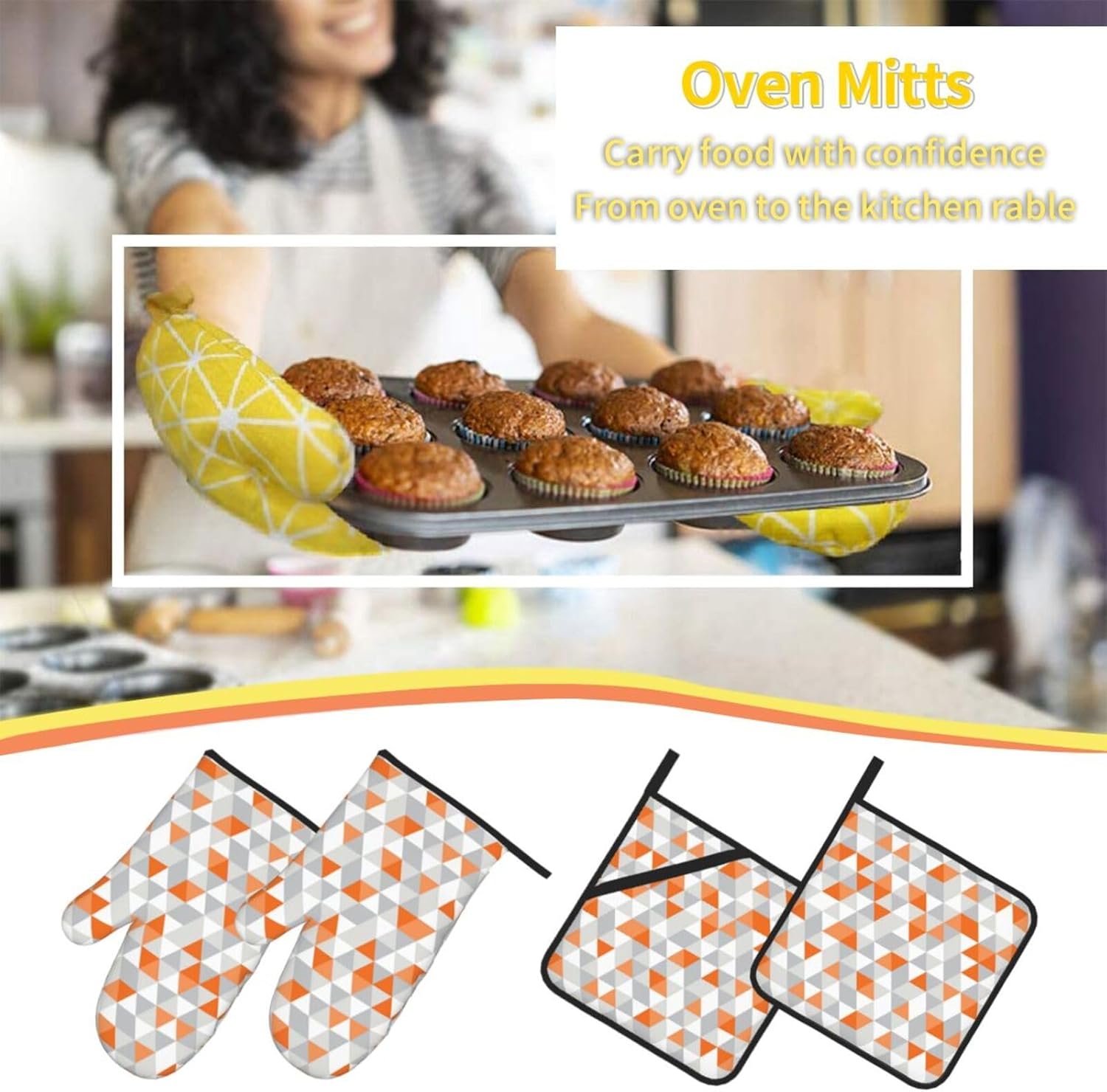 Triangles Patterns Kitchen baking four piece set, fit for cooking and baking, oven, microwave, and outdoor barbecue