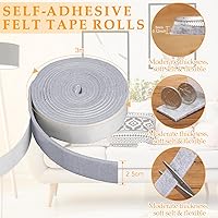 Vista 3 de Zonon 4 rollos de tiras de fieltro de 120 pulgadas con cinta adhesiva de fieltro para muebles, rollos de tiras autoadhesivas de poliéster resistente