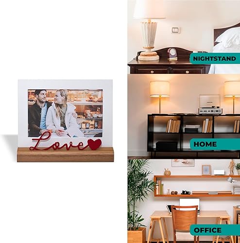 Miniatura 8 de GEGUTON - Marco de fotos I Love You de 5 x 7 pulgadas, marco de madera, marco de fotos para regalo, artículo decorativo, día de San Valentín,