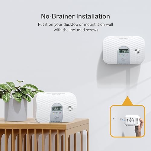 Miniatura 7 de Detectores portátiles de monóxido de carbono que funcionan con pilas, alarma detector de CO con batería reemplazable de 5 años y pantalla digital