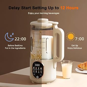 50oz Nut Milk Maker, 10 in 1 Automatic Nut Milk Maker with 20 Blades | Almond Milk Machine,Based Milks Homemade Oat,Chowder,Juice,Soy Milk Machine with Delay Start,Boil Water,Keep Warm& Auto Clean