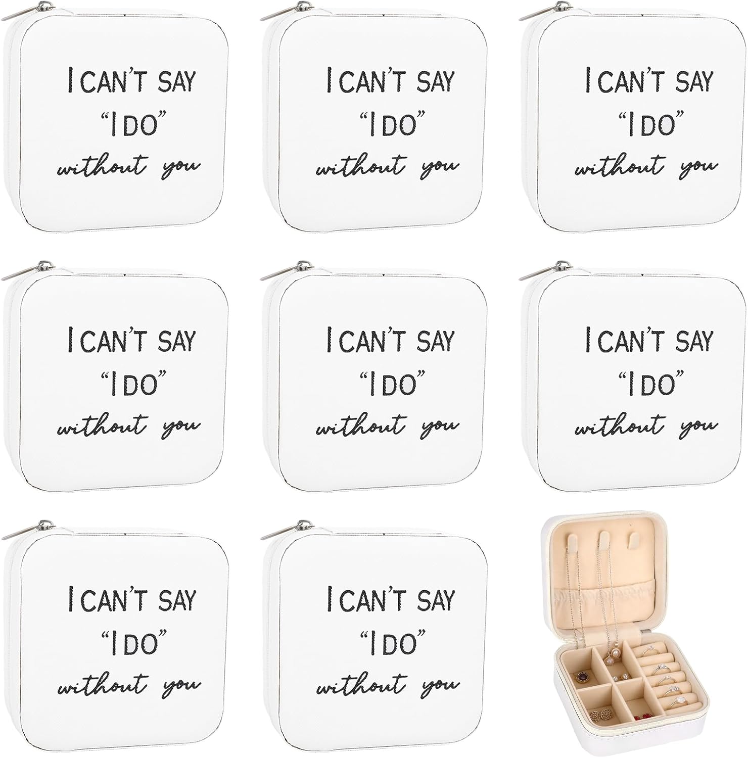 8 Pcs Bridesmaid Gifts Small Jewelry Boxes for Women, Bridesmaid Proposal Box Maid Of Honor Gifts, Bridesmaids Proposal Gifts I Can'T Say I Do Without You Personalized Travel Jewelry Box