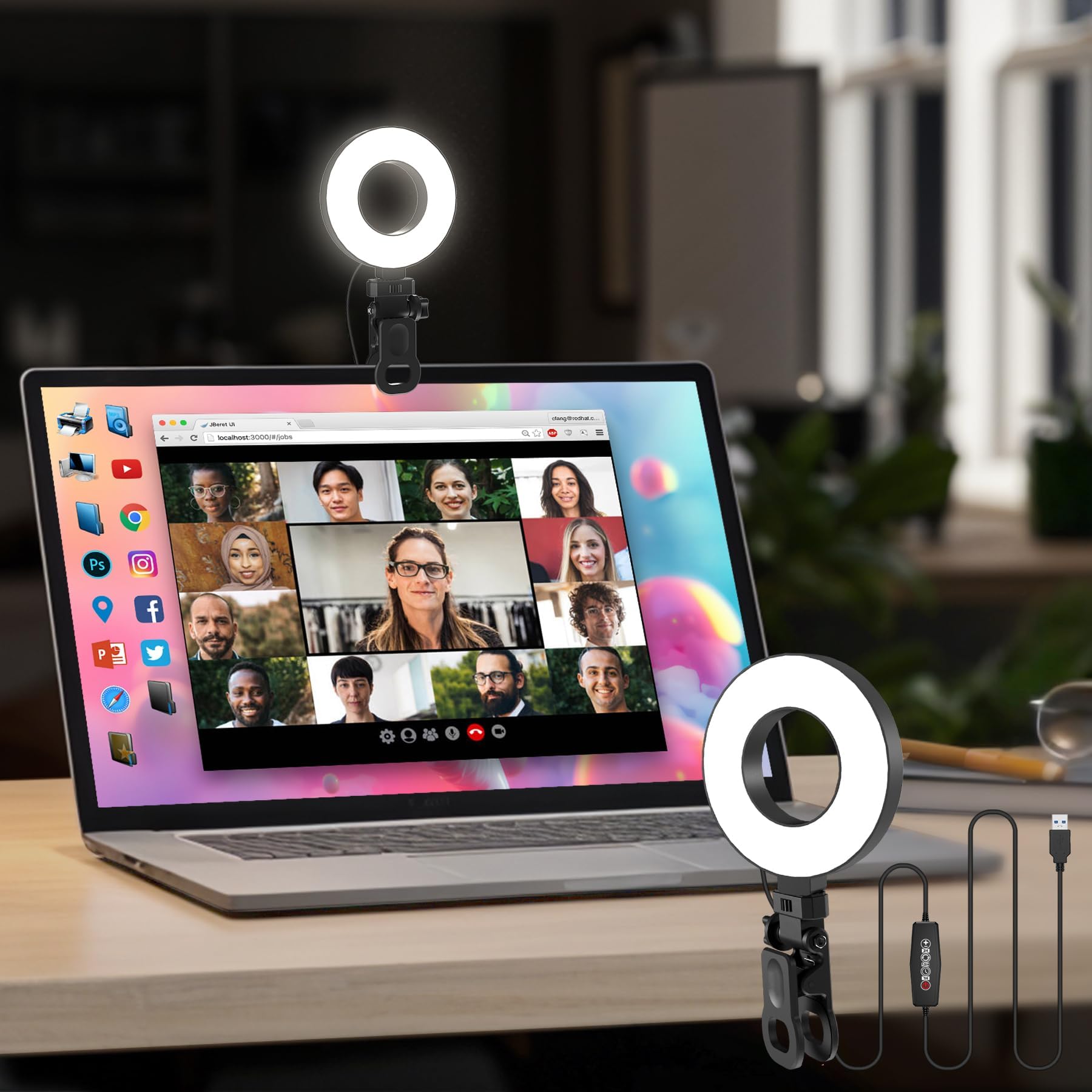 Upgraded 23LED Ring Light for Laptop, Portable USB Plug Clip On Ring Light [ 1H/1,5H/2H Timer] Video Conference Light for Computer Laptop iPad Phone Selfie Stand