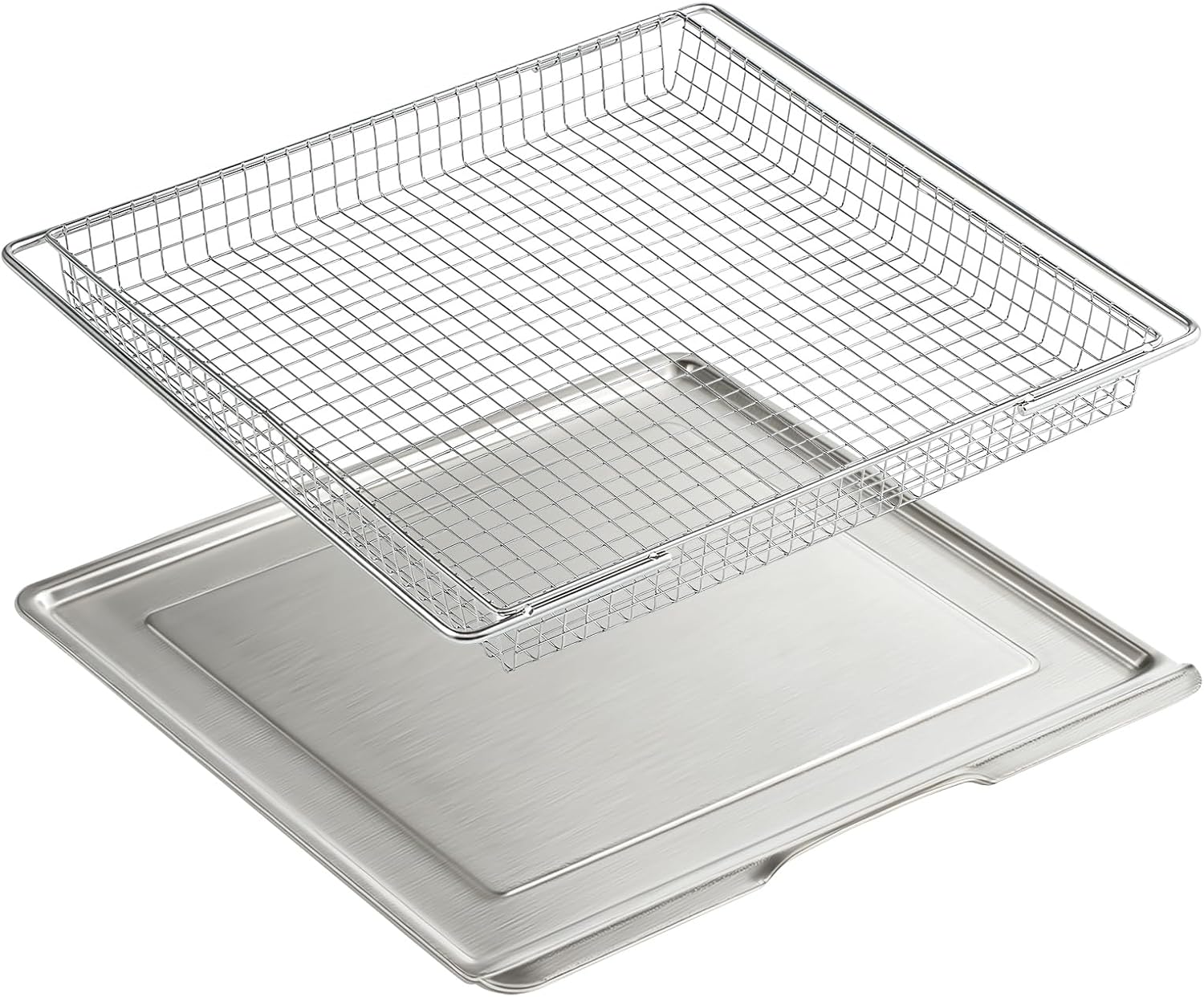 304 Stainless Steel SP301 SP201 SP351 Crumb Tray Air Fryer Basket Replacement Parts for Ninja Air Fryer Tray Foodi Dual Heat Air Fry Oven FT205CO SP251Q FT301 FT201A Toaster Catch Drip Pan 2 Pcs