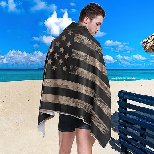 Miniatura 4 de Toallas de playa finas para mujeres y hombres, bandera estadounidense con camuflaje del desierto, toallas de playa, toallas de natación de gran