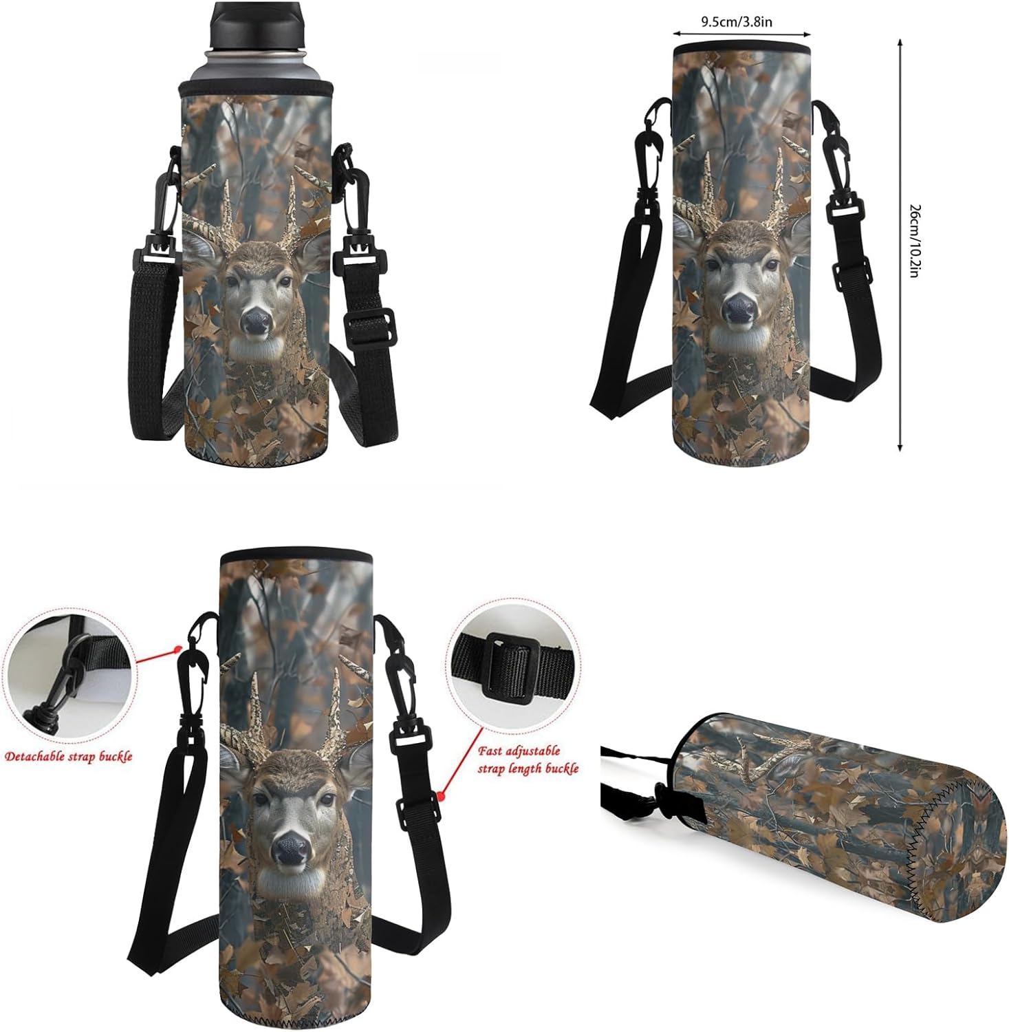 Upetstory 4pcs/set Forest Deer Backpack for Kids Girls Boys School Bag Set with Lunch Box Pencil Case Water Bottle Sleeve Preschool Primary Schoolbag Elementary Bookbag Lightweight Satchel