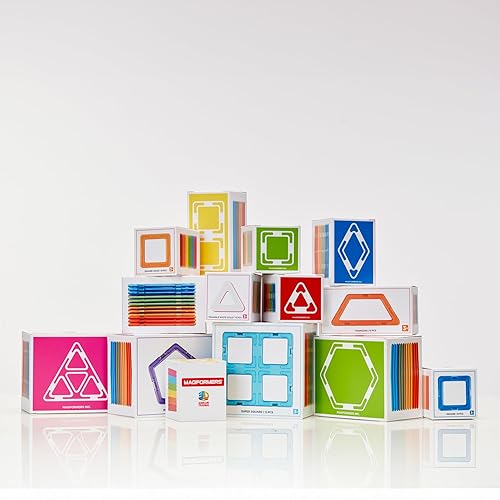 Miniatura 3 de Magformers Super Triangle - Juego de 12 piezas de colores del arco iris, formas geométricas magnéticas educativas, azulejos, construcción, juego de