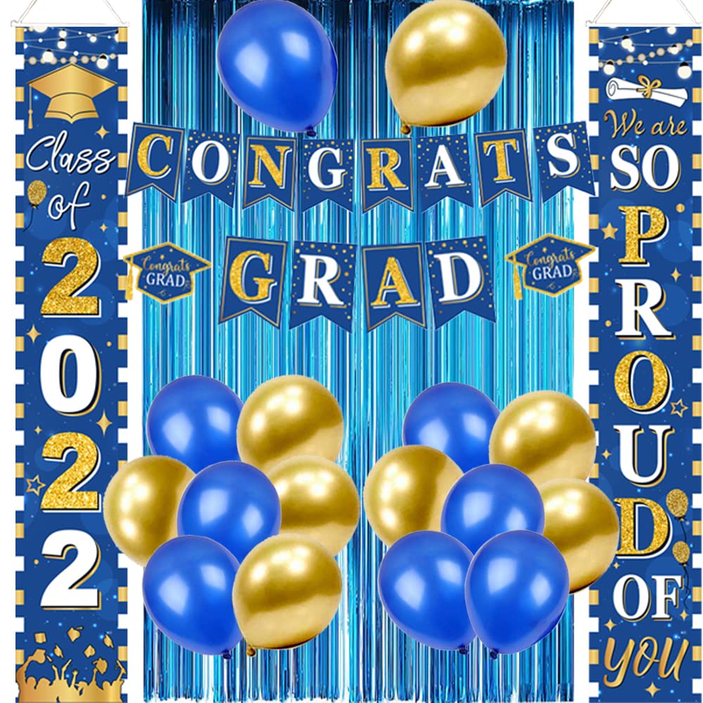 Buy Blue Graduation Party Supplies 2022,Congrats Grad Balloons Party