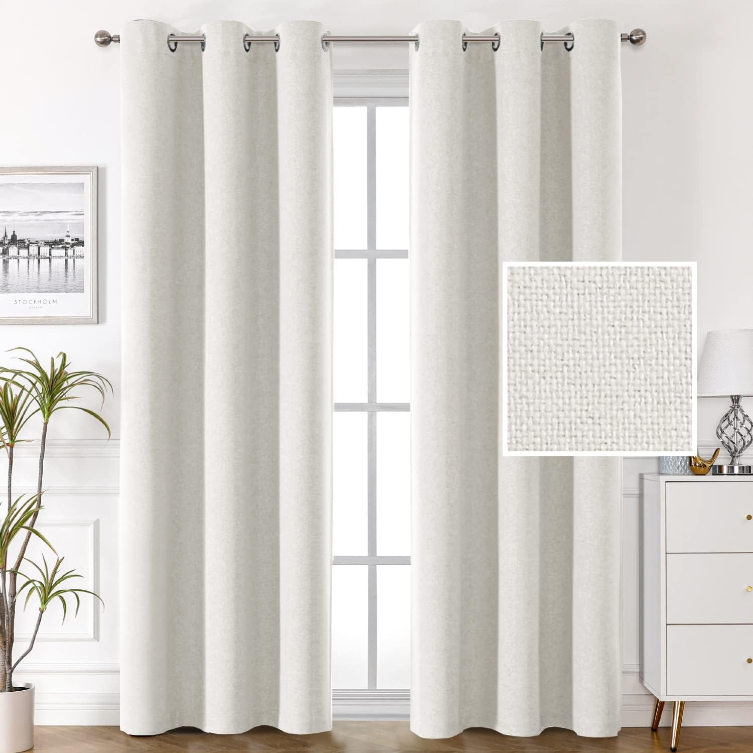 H.VERSAILTEX 100 Blackout Linen Look Curtains Thermal
