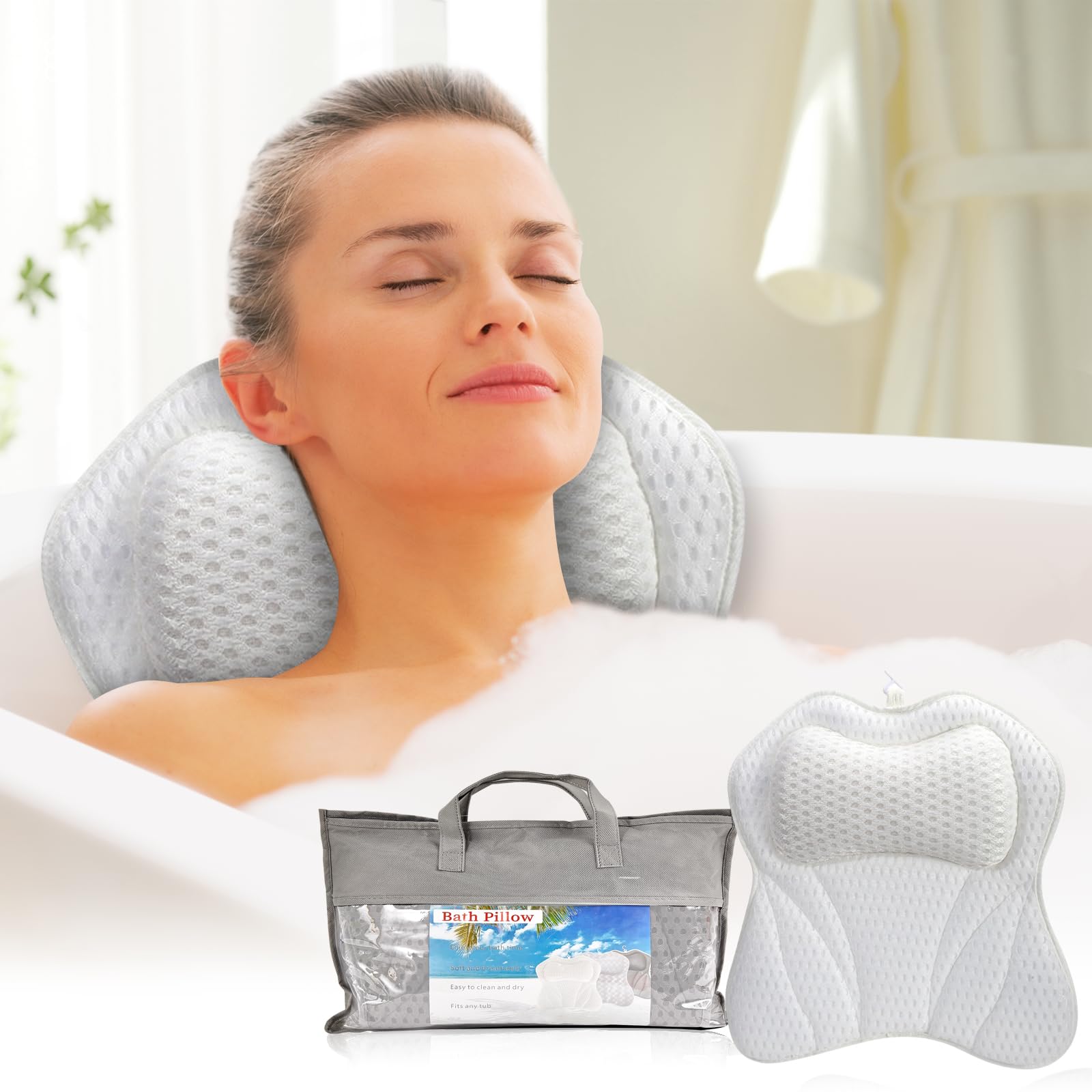Amazon.com: Bath Pillow for Tub, Bathtub Pillow for Head, Neck ...