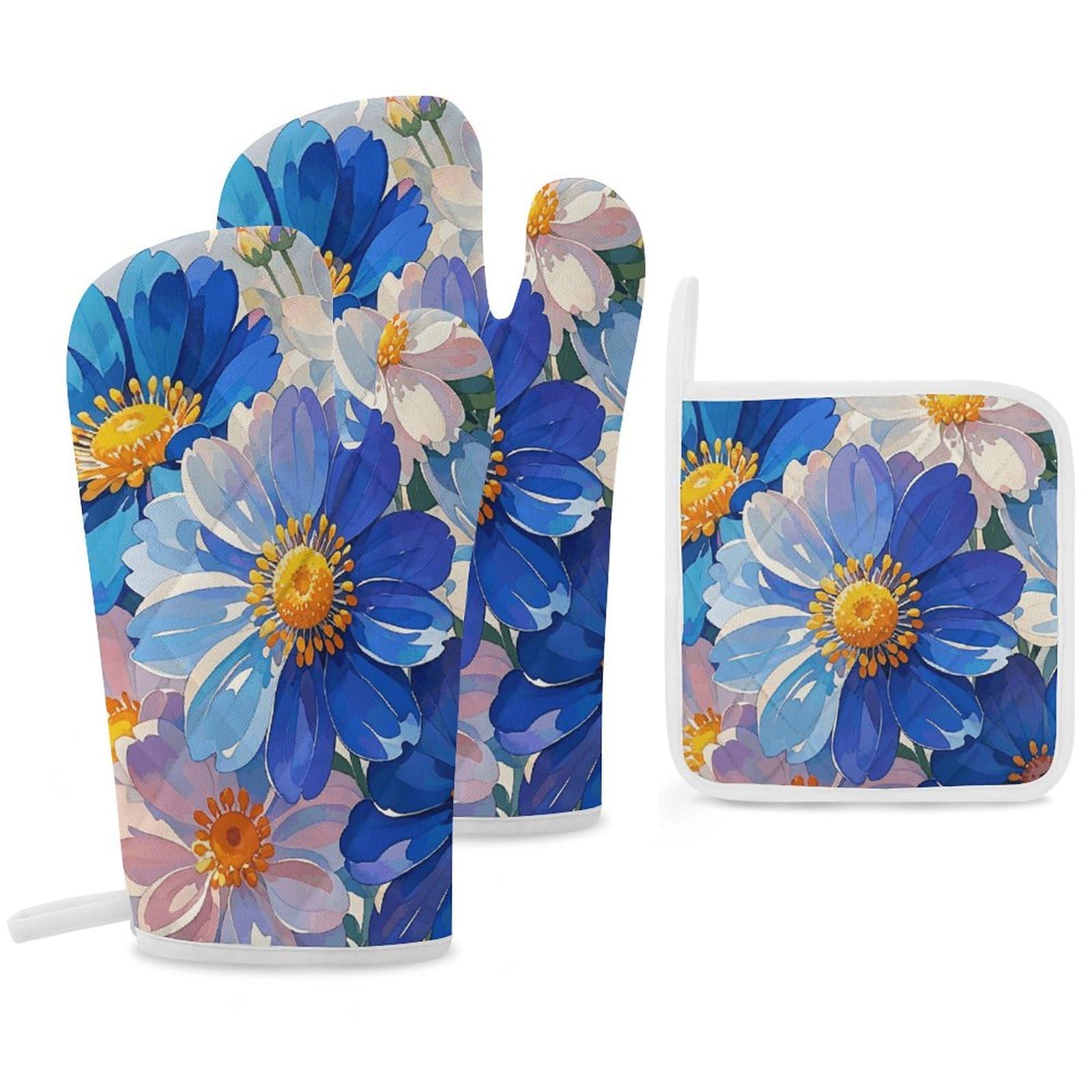 Gants de cuisine rigolos motif fleurs : idée cadeau pendaison de crémaillère