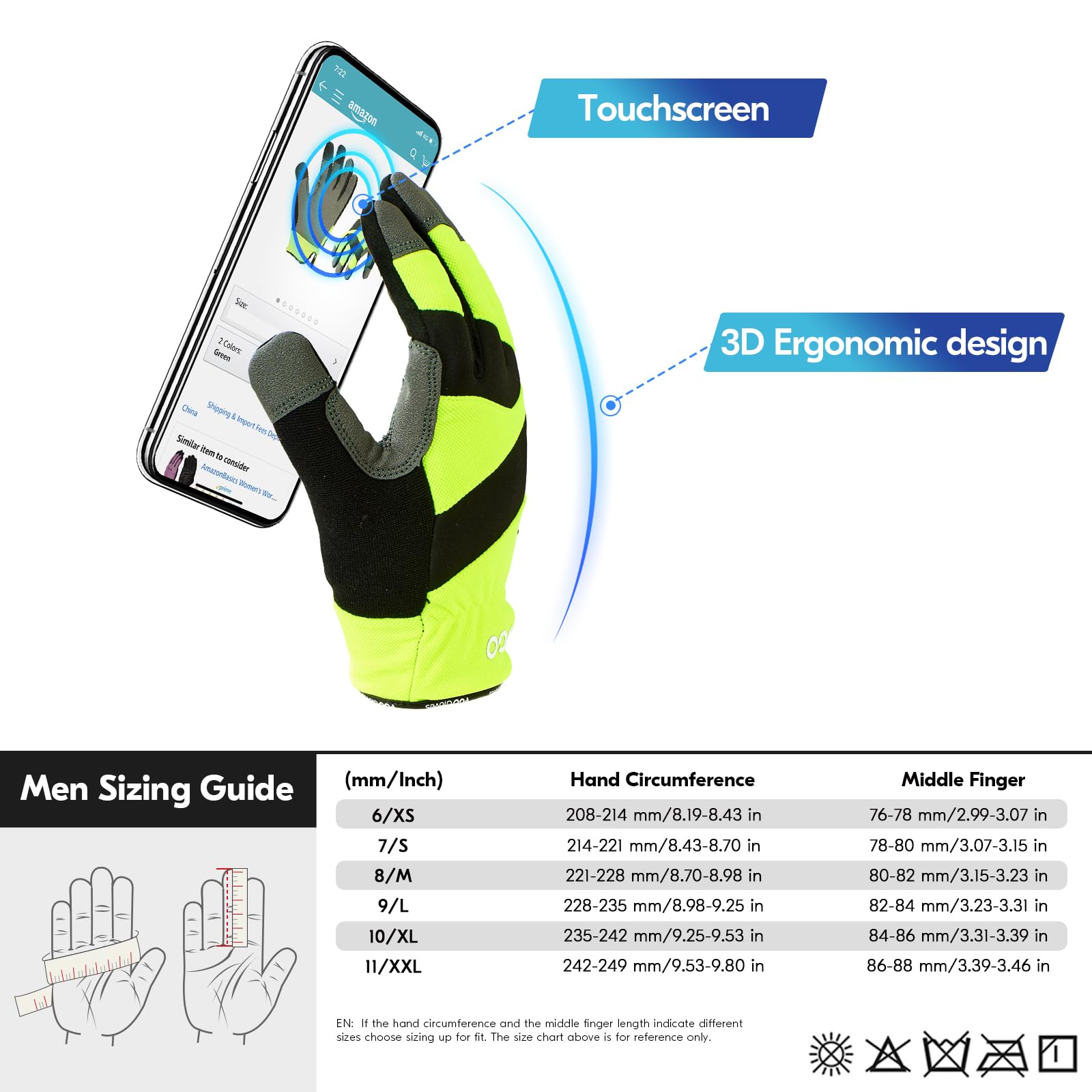Vgo Winter Arbeitshandschuhe – Wasserdicht, 0°C Kälteisoliert, Mit 3M Thinsulate Futter, 1 Paar