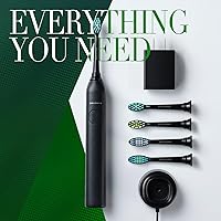 Vista 6 de Brushmo Cepillo de dientes eléctrico Super Sonic con 4 cabezales de repuesto, cepillo de dientes electrónico recargable para adultos con 5 modos