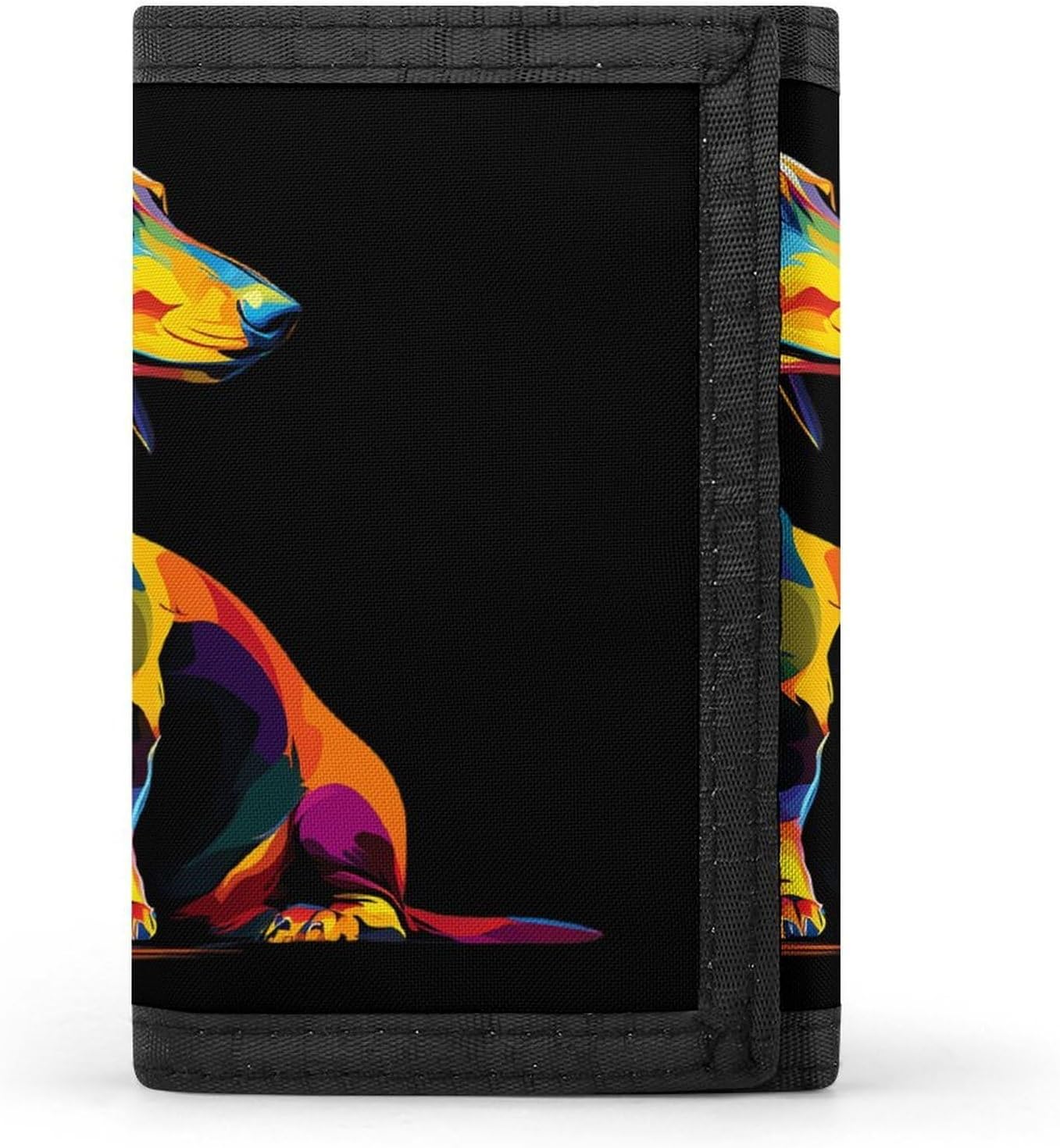 Colored Dachshund Dog Trifold Slim Wallet Front Pocket With Money Clip And ID Credit Card Slots For Travel Work