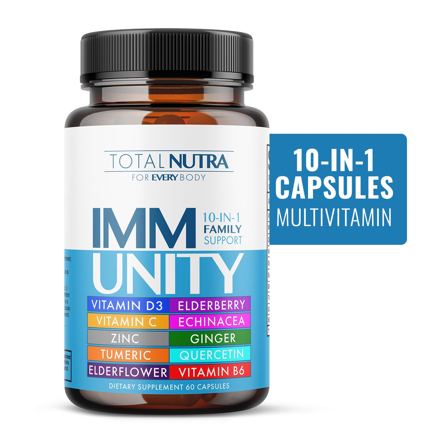 10-In-1 Immune Support Supplement: Immune Boosters for Adults & Kids Daily Immunity Defense with Key Immune System Vitamins Zinc, Vitamin C and D, Plus Elderberry, Quercetin, Echinacea & More, 60 Caps — Amazon image 8