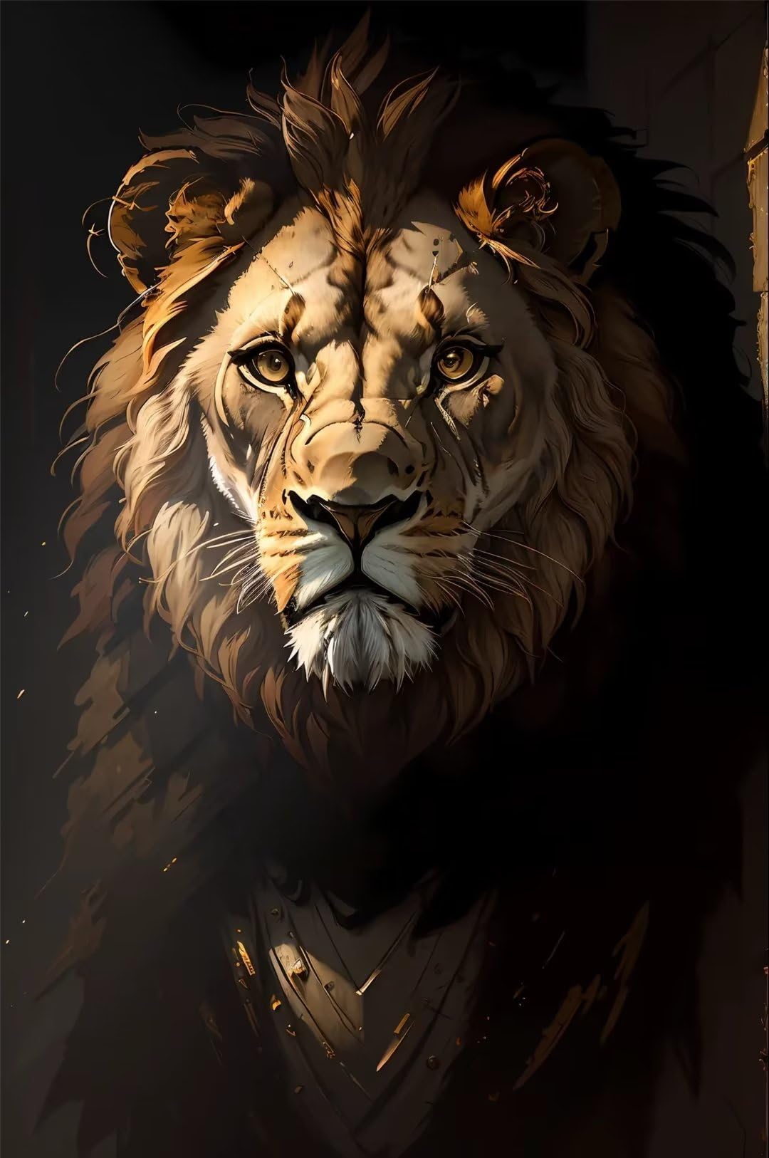 Diamond Painting Lion féroce 50x70cm : Kit complet de broderie diamant 5D DIY