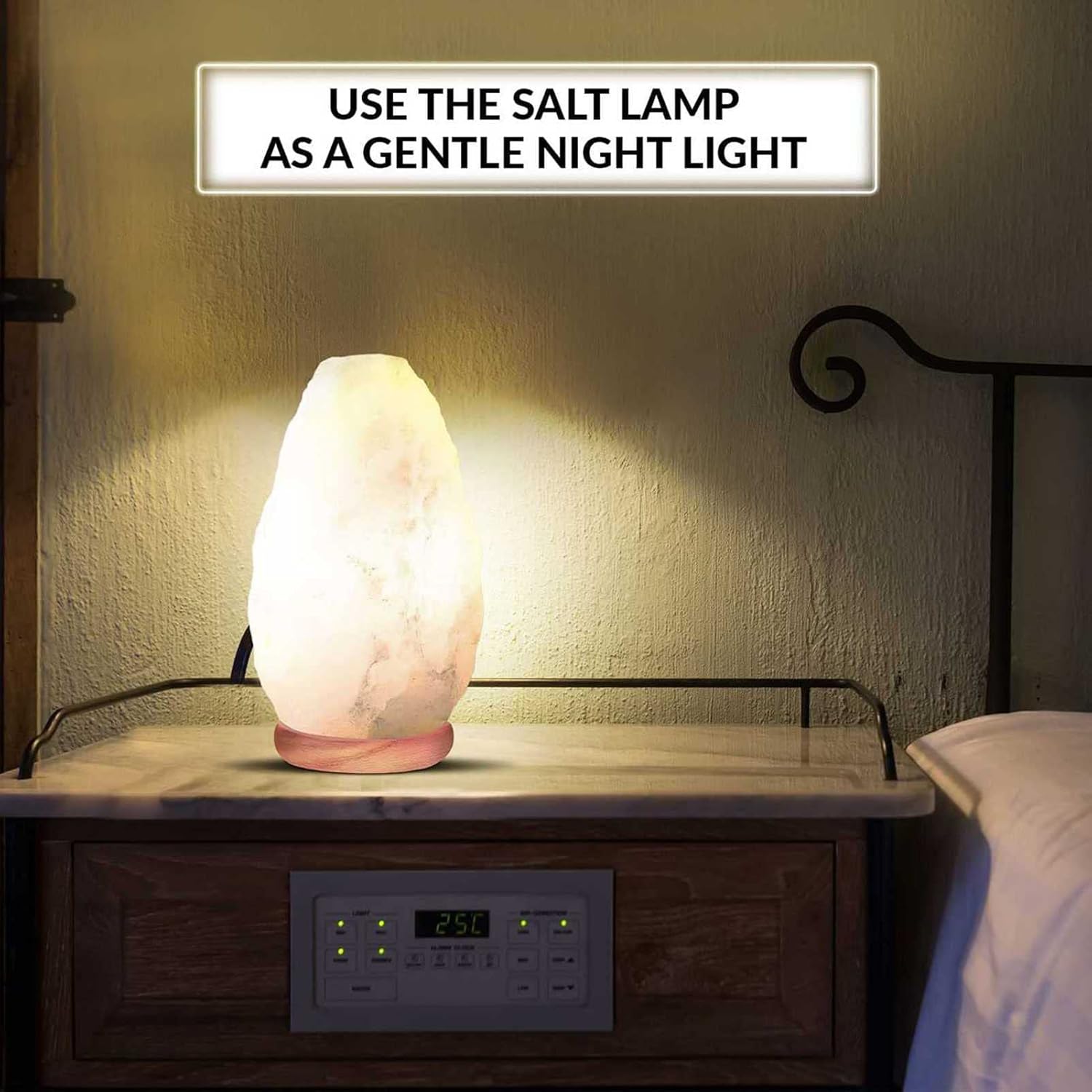 Modern Table lamp Himalayan Salt Lamp, White Himalayan Natural Salt Lamp USB Powered Bedside Table Night Lights,