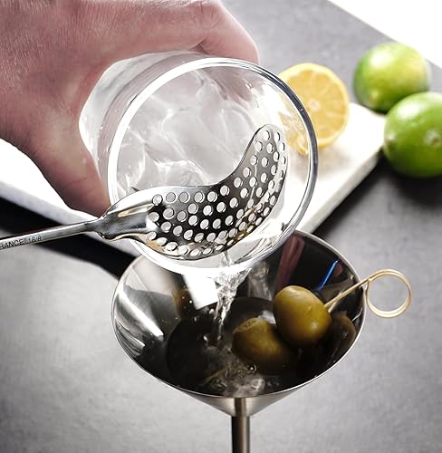 Miniatura 3 de RSVP Colección internacional de utensilios de bar de acero inoxidable cepillado, vidrio de Martini, juego de 2