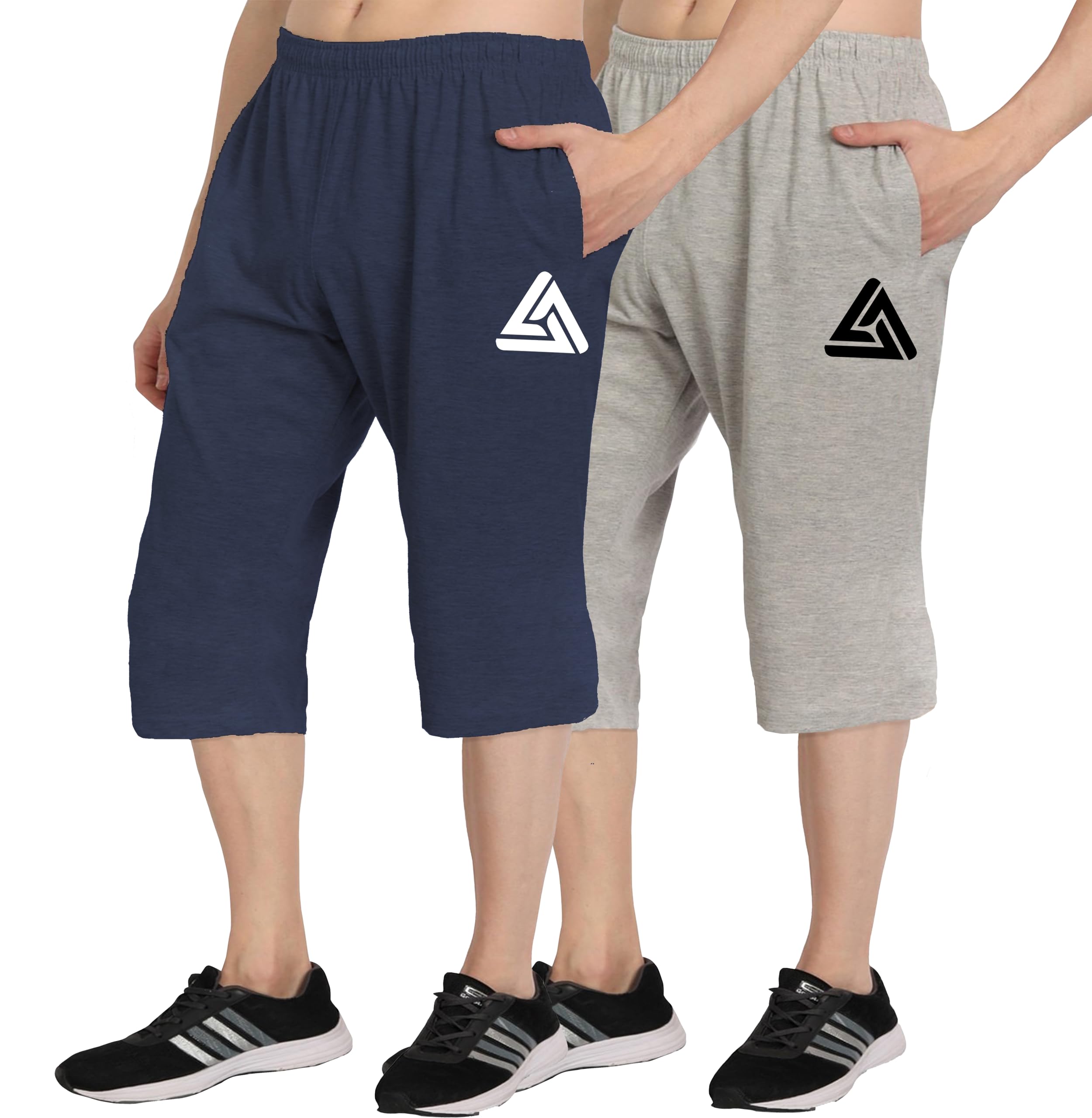 West Gate Clothing Plus Size Mens Three Fourth for Men | Mens Cotton Capri | Men's 3/4 Combo Pack 2 | Triangle Print | Men's Capri 2XL,3XL,4XL,5XL-picture-32