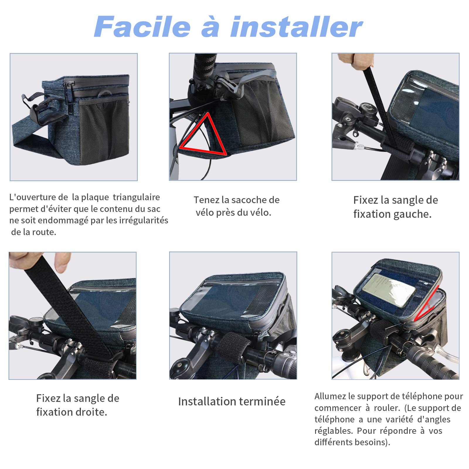 Sacoche Vélo 5L Imperméable – Sac Guidon avec Support Téléphone Étanche, Compartiment Isotherme pour Repas, Bandoulière Amovible, Idéal Cyclisme, Travail