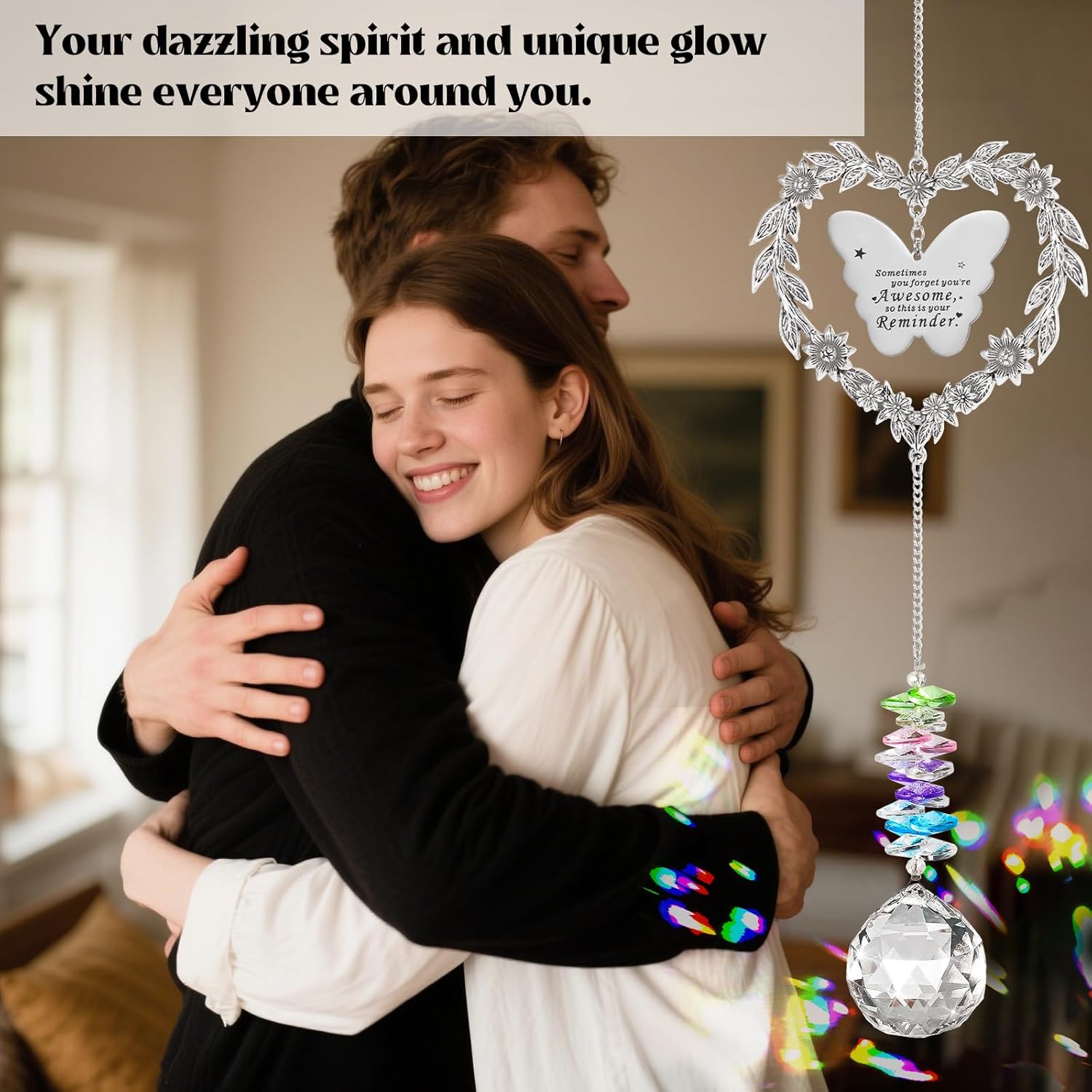 Birthday Gifts for Women Friendship, Christmas Suncatcher Gifts for Her, You are Awesome Inspirational Crystal Ornament for Friends Coworkers Wife Mom Daughter Sister Aunt - Image 4