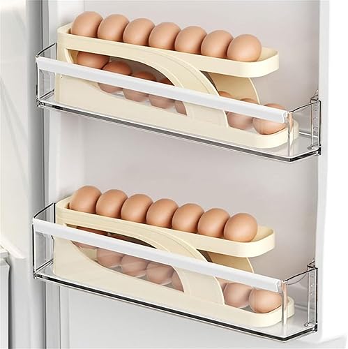 Miniatura 4 de Dispensador automático de huevos de doble capa enrollable 2023, contenedor automático de almacenamiento para gabinete de cocina y refrigerador (2