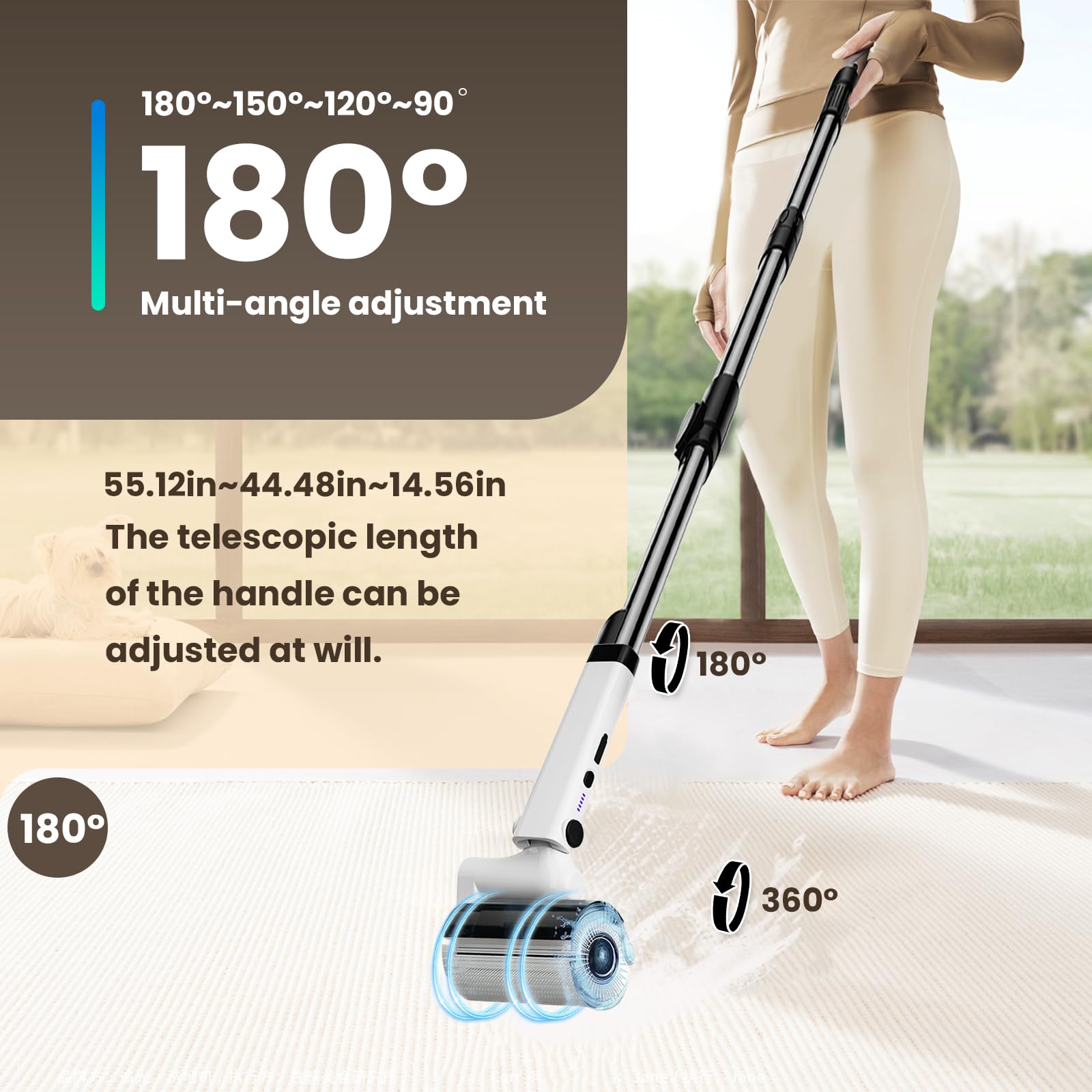 auvstar Elektrische Reinigungsbürste,Electric Cleaning Brush,Elektrische Putzbürste Reinigungsbürste Bad 4 Vielseitigen Bürstenköpfen mit Verstellbarem Griff für Bad Küche Auto Fußboden