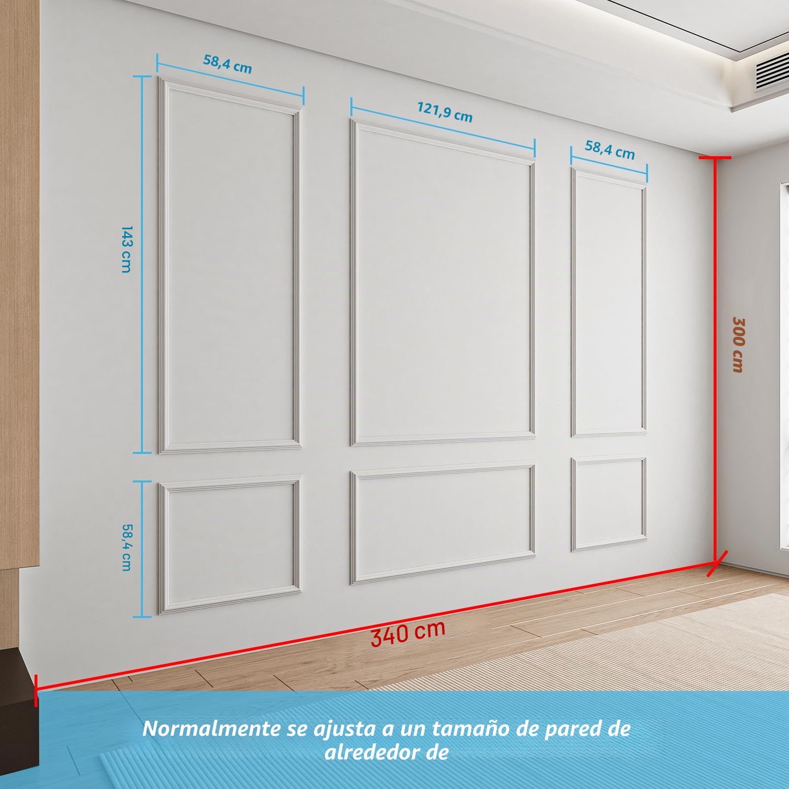 Art3d Molduras para Pared Pre-Cortadas 6 Piezas Decoración Interior Sala Dormitorio